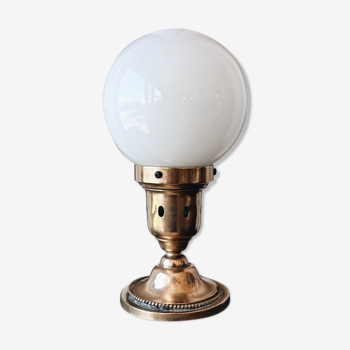 Brass and opaline lamp