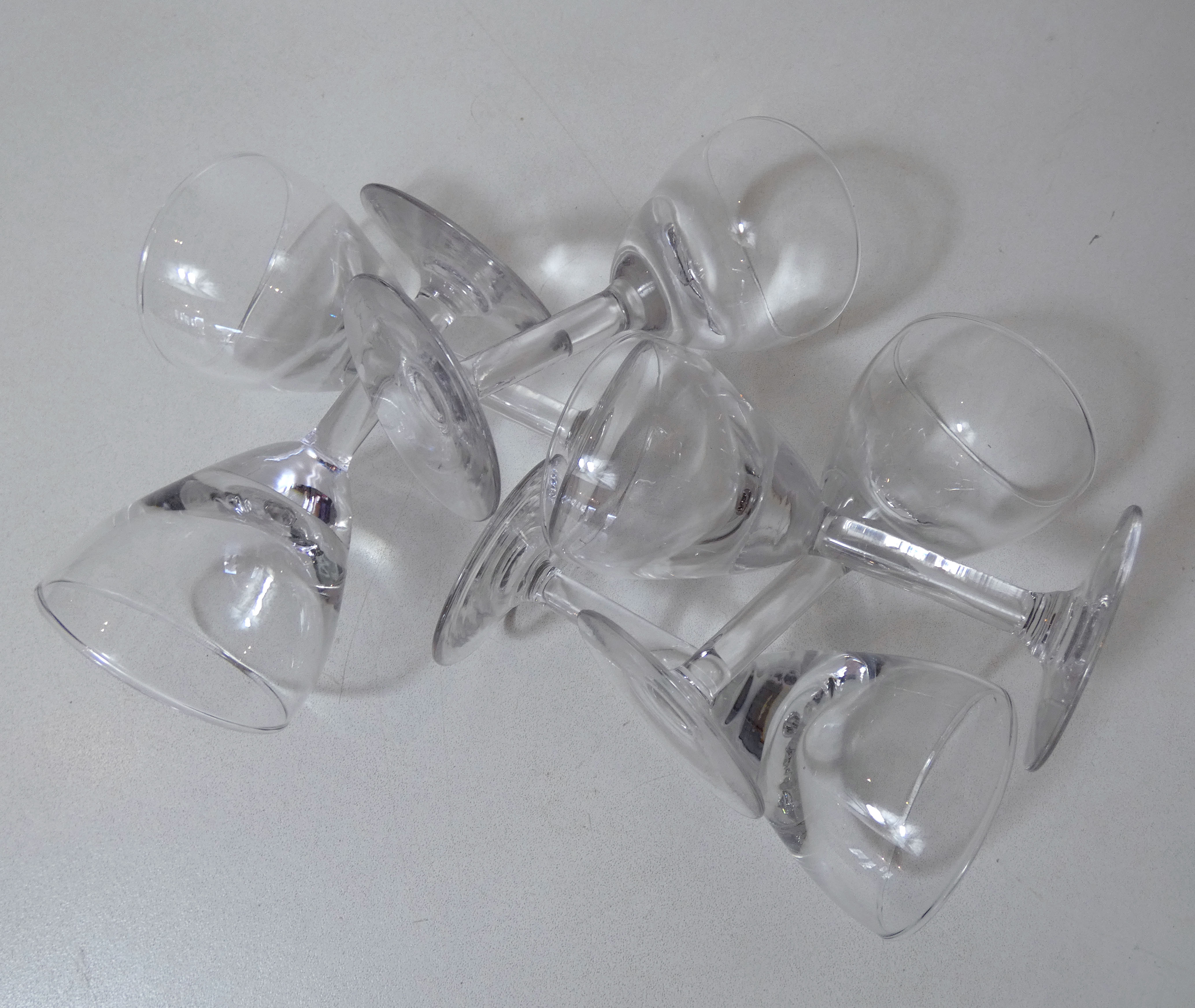 6 old glasses blown bistro vintage thick bottom