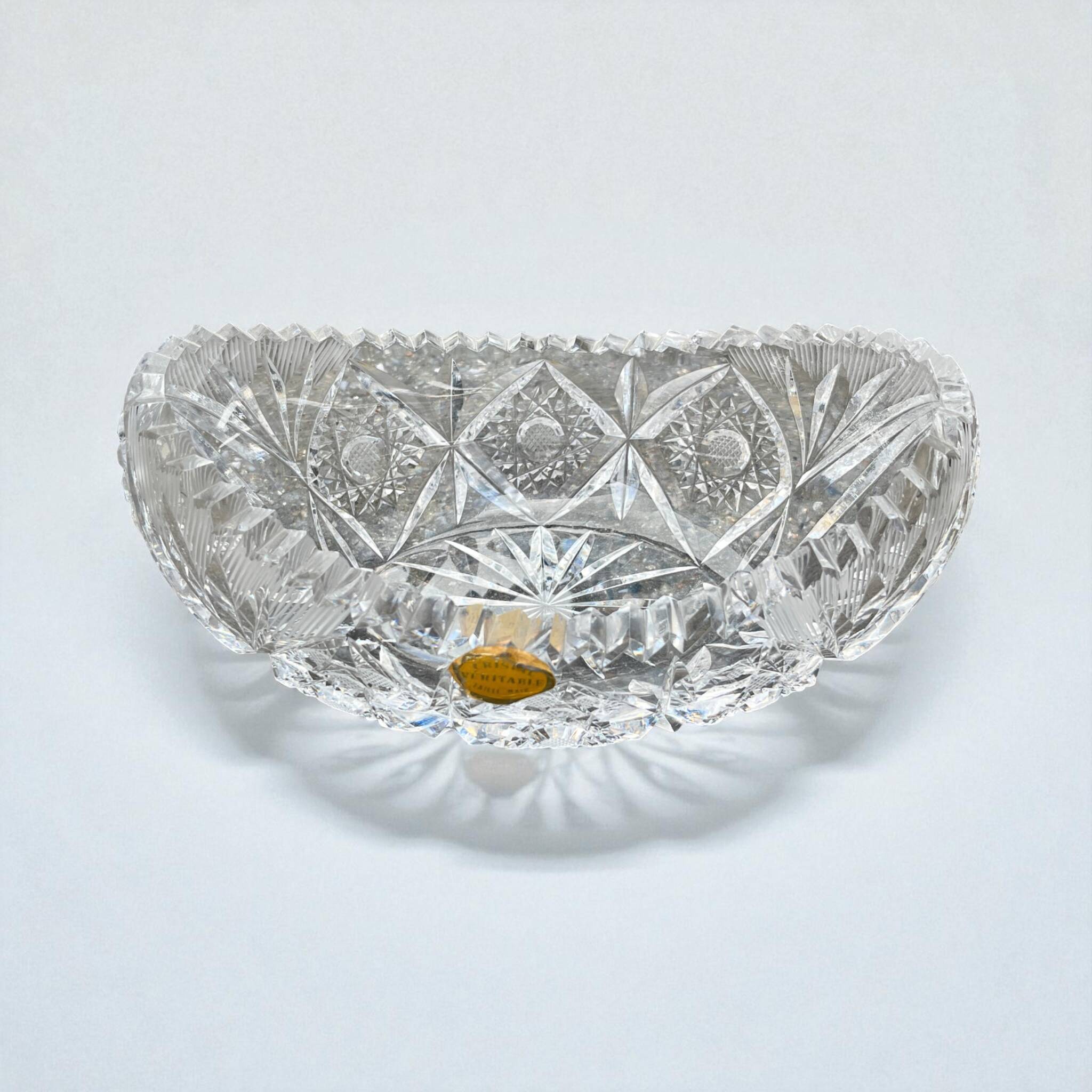 Oval salad bowl in cut crystal from Lorraine 1960 - crystal fruit bowl