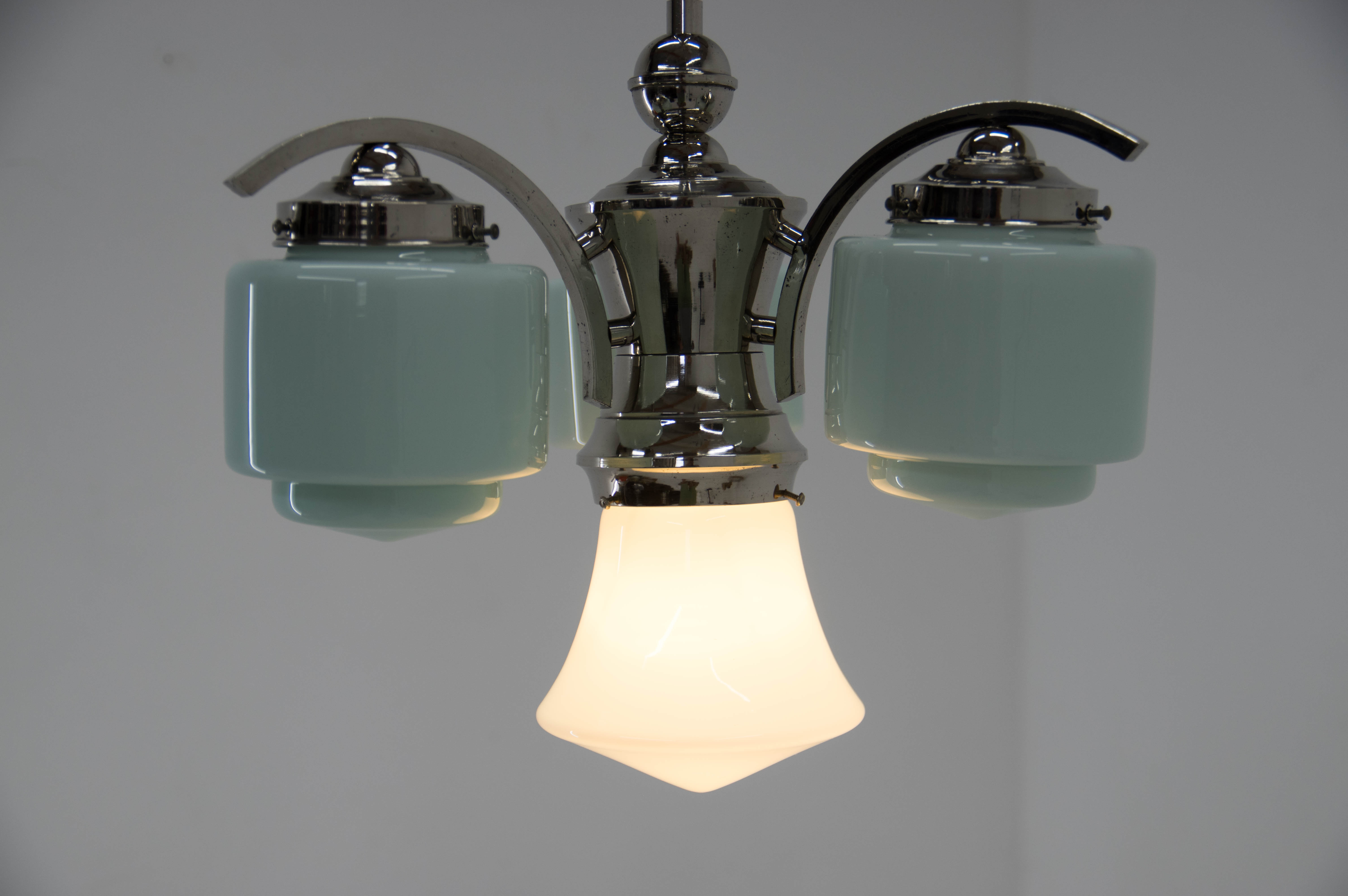 Lustre art déco bleu, années 1930