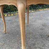 Louis XV style oval extendable round table renovated in raw wood