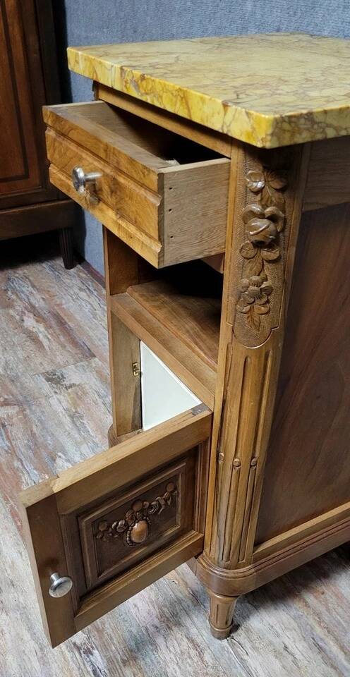 Louis XVI style walnut nightstand or bedside table circa 1900