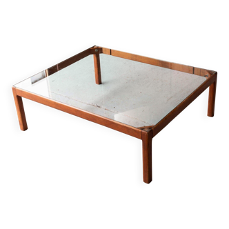 Table basse en teck et verre, années 1960