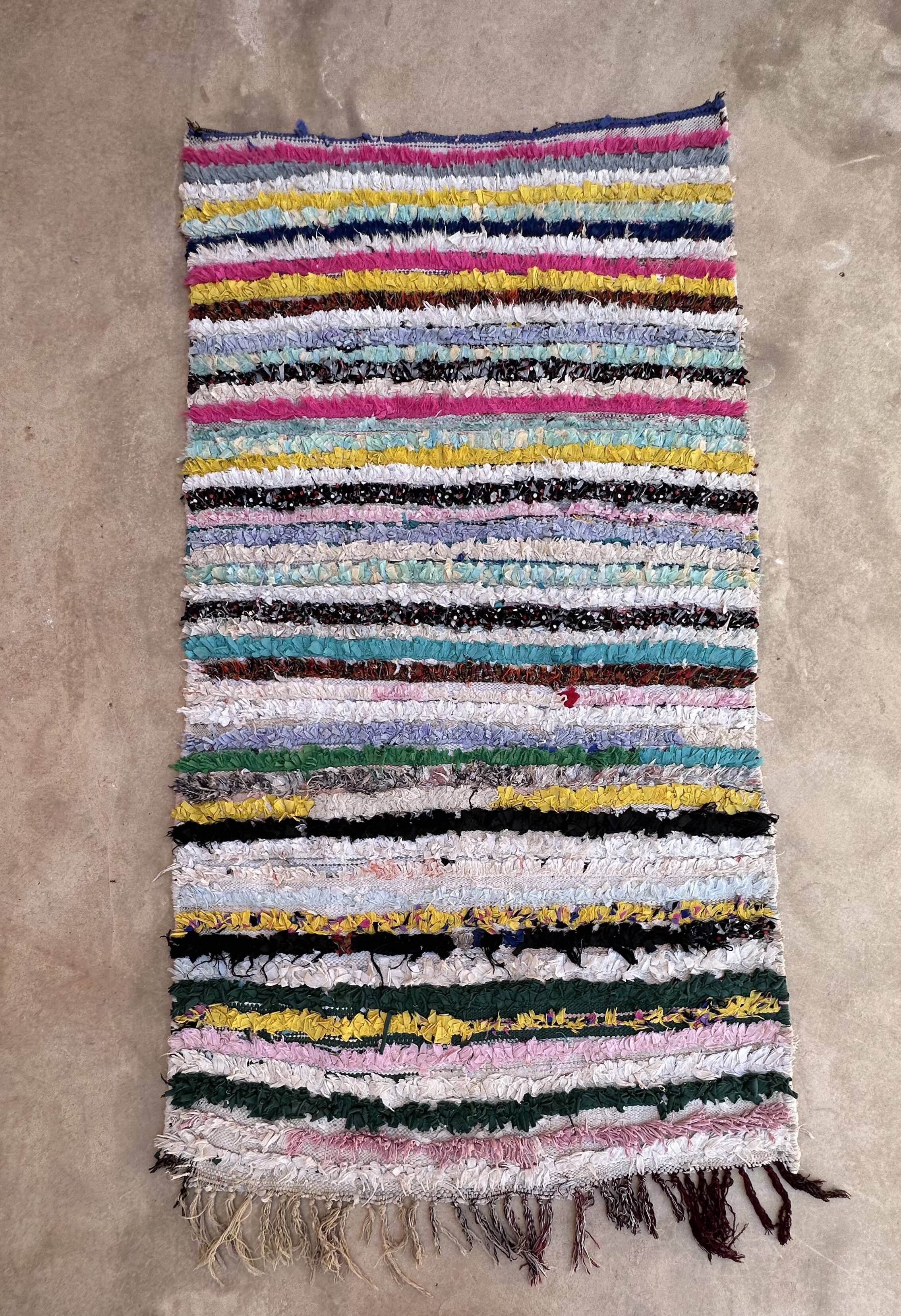 Moroccan carpet Boucherouite colored - 104 x 196 cm