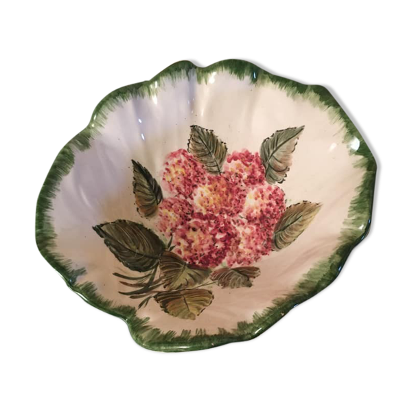 Coupe à fruits en porcelaine aux motifs d'hortensias