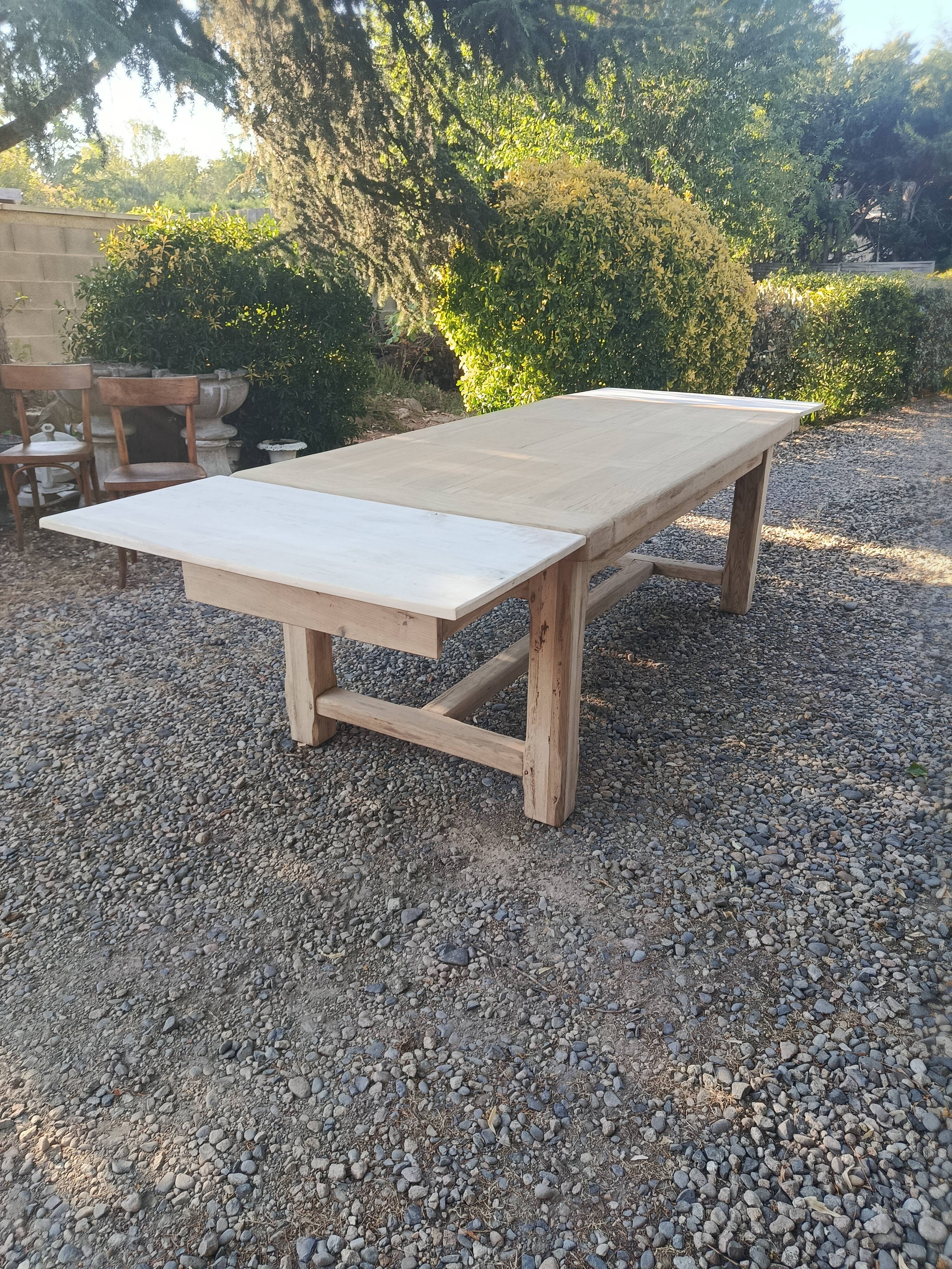 Solid oak farmhouse table with extension