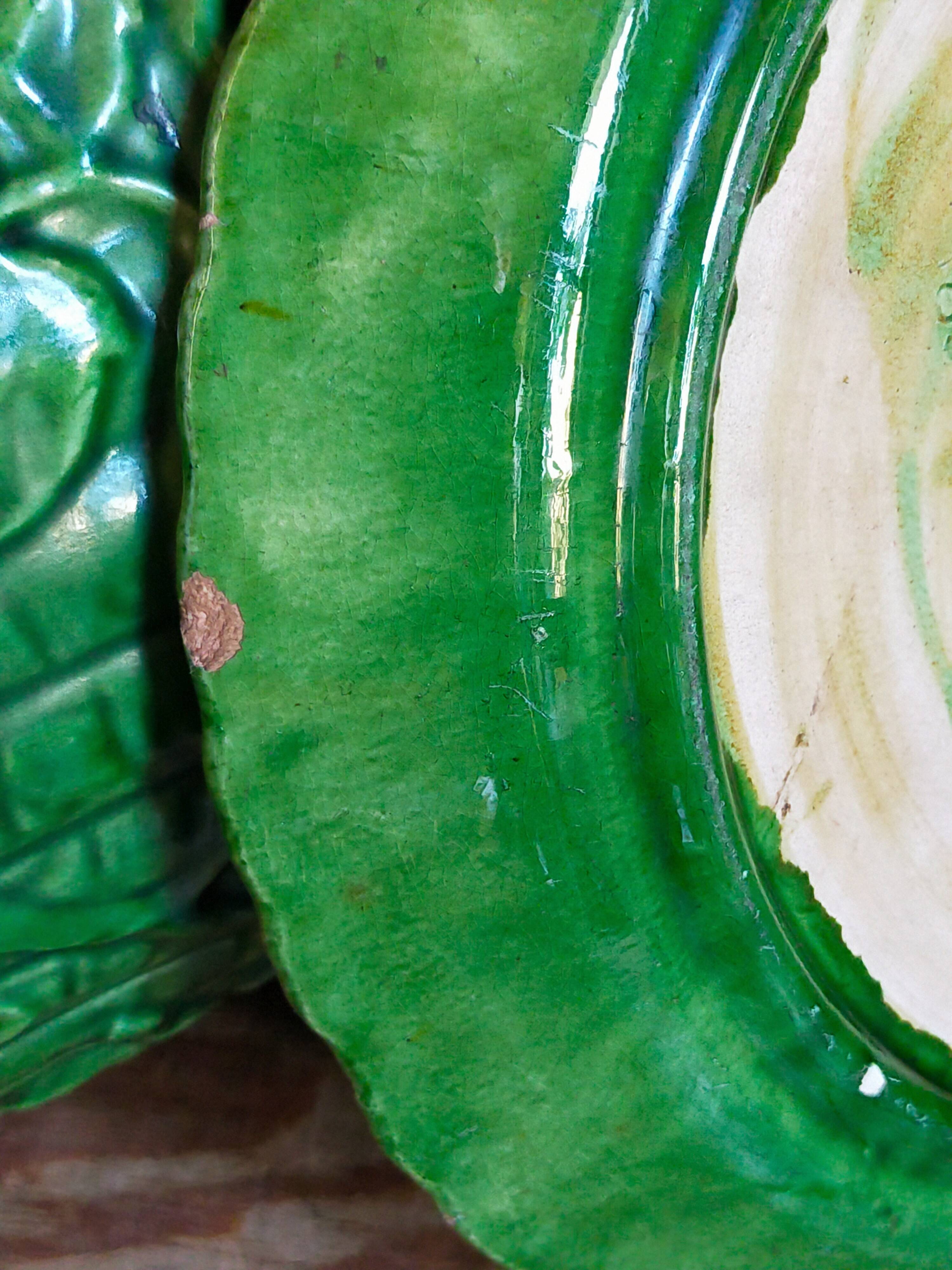 Flower pot and saucer in slip by G. De Bruyn 19th century