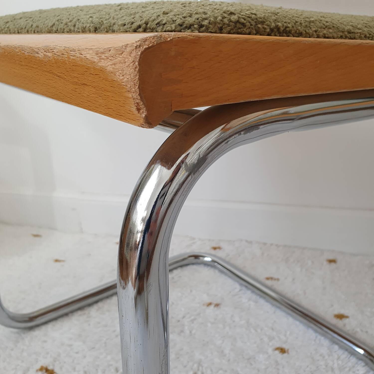 Pair of Marcel Breuer cane and fabric chairs