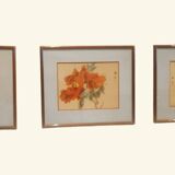 3 Chinese floral paintings on silk