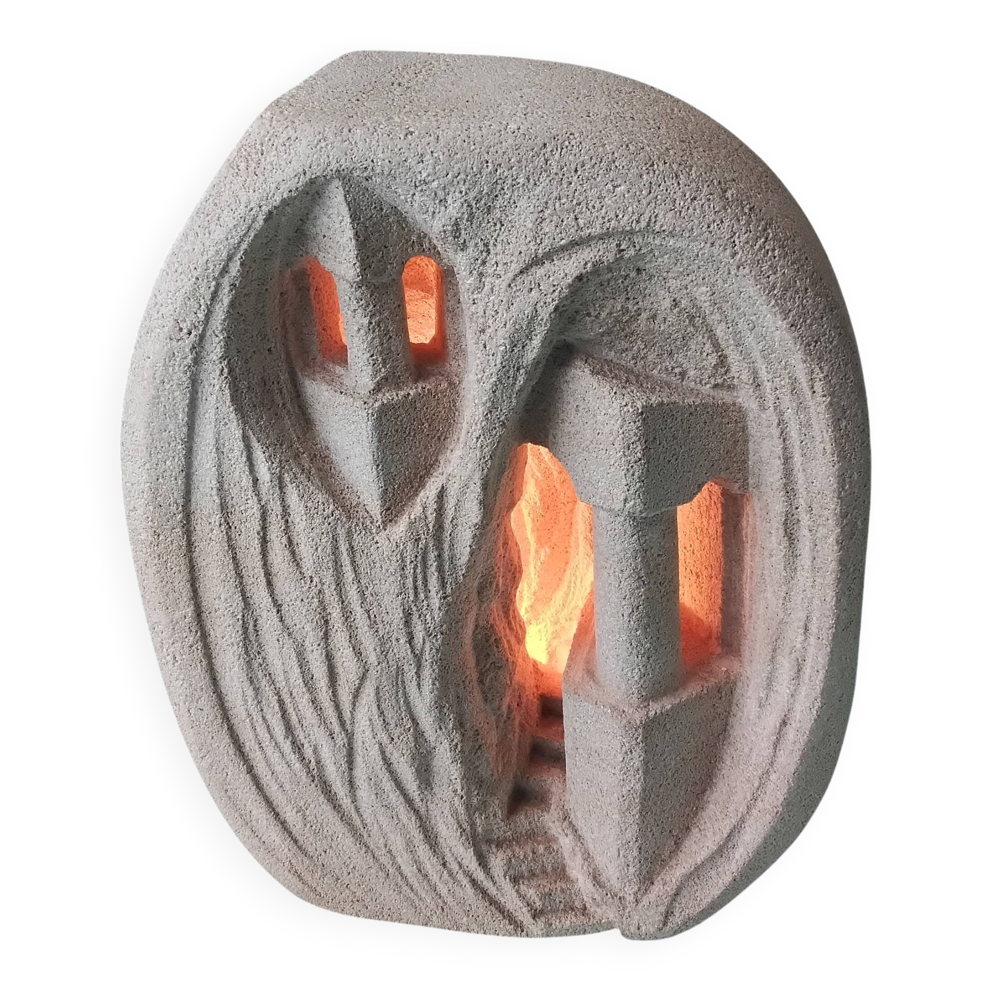 Sculpted stone lamp by Arsène Galisson