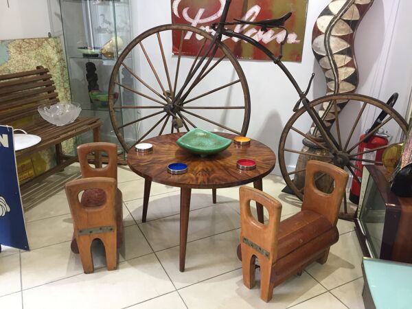 Paire de petits tabourets vintage