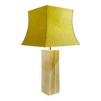 Grande lampe à poser en travertin - Abat-jour original