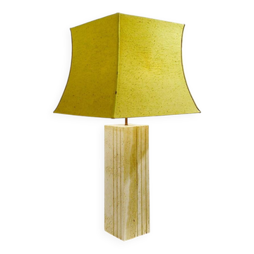 Grande lampe à poser en travertin - Abat-jour original