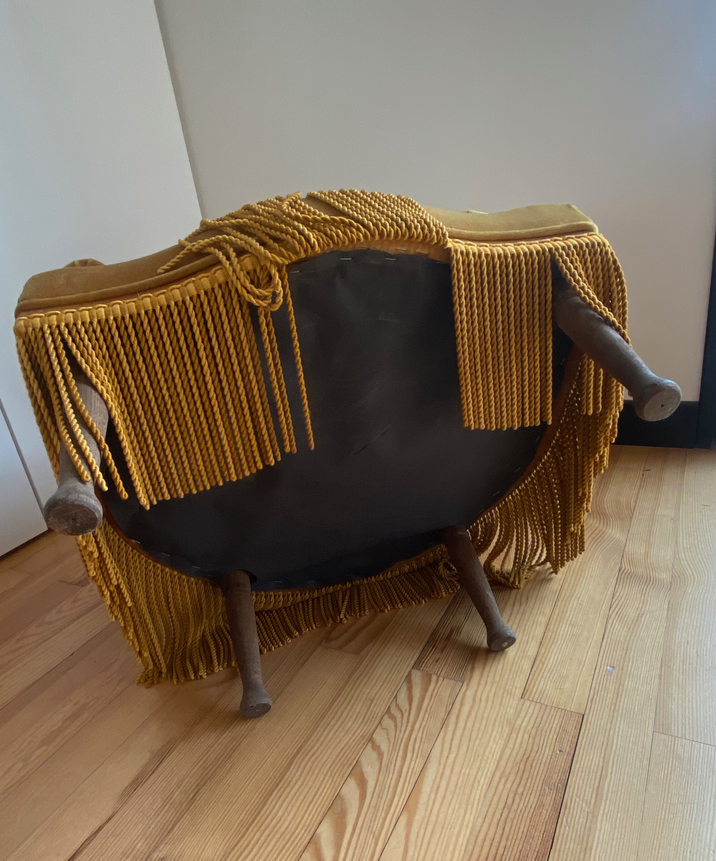 Vintage golden yellow toad armchair