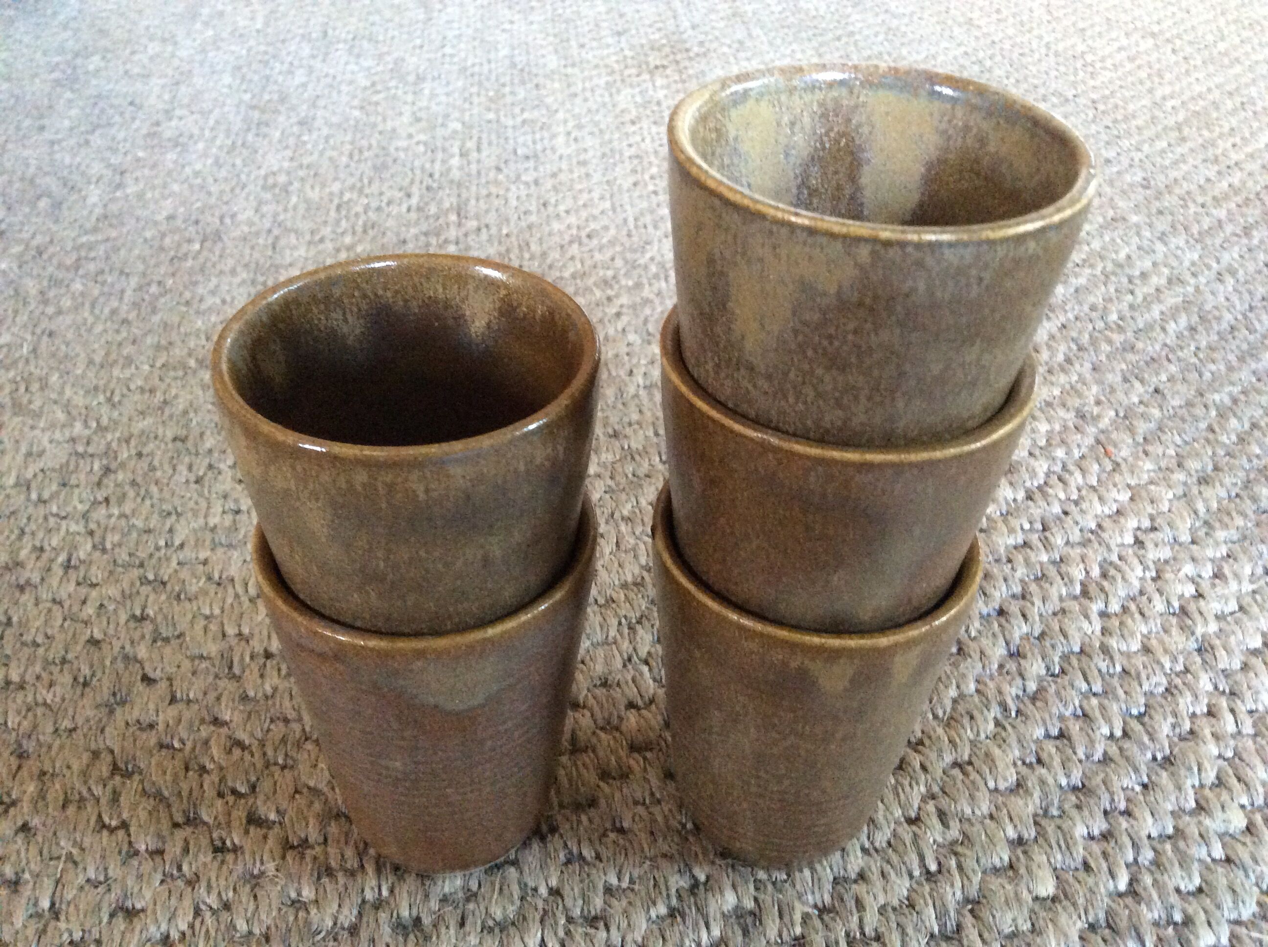 Series of 5 sandstone cups