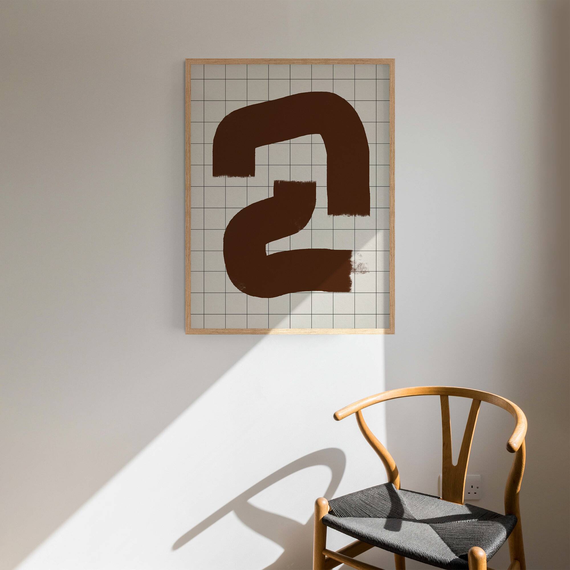 Abstract brown line giclee print, 50x70cm