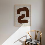 Abstract brown line giclee print, 50x70cm