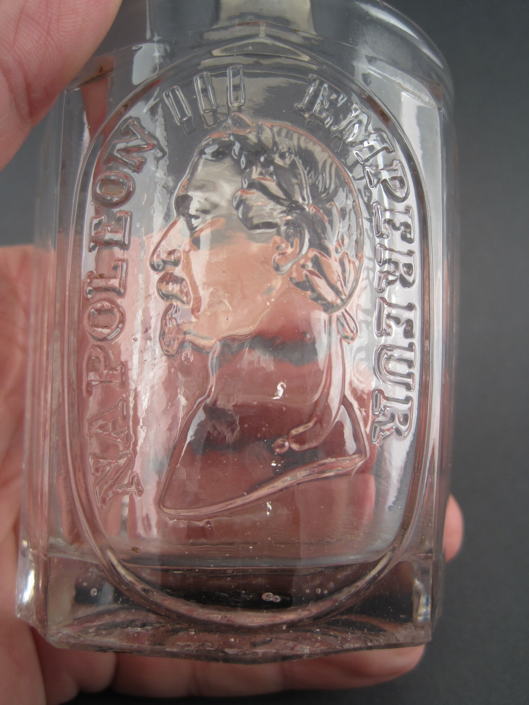 Faceted cup glass circa 1850, Napoleon III emperor, the empire is peace
