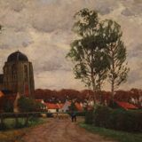 Great landscape painting signed G. V. Hoven and dated 1918