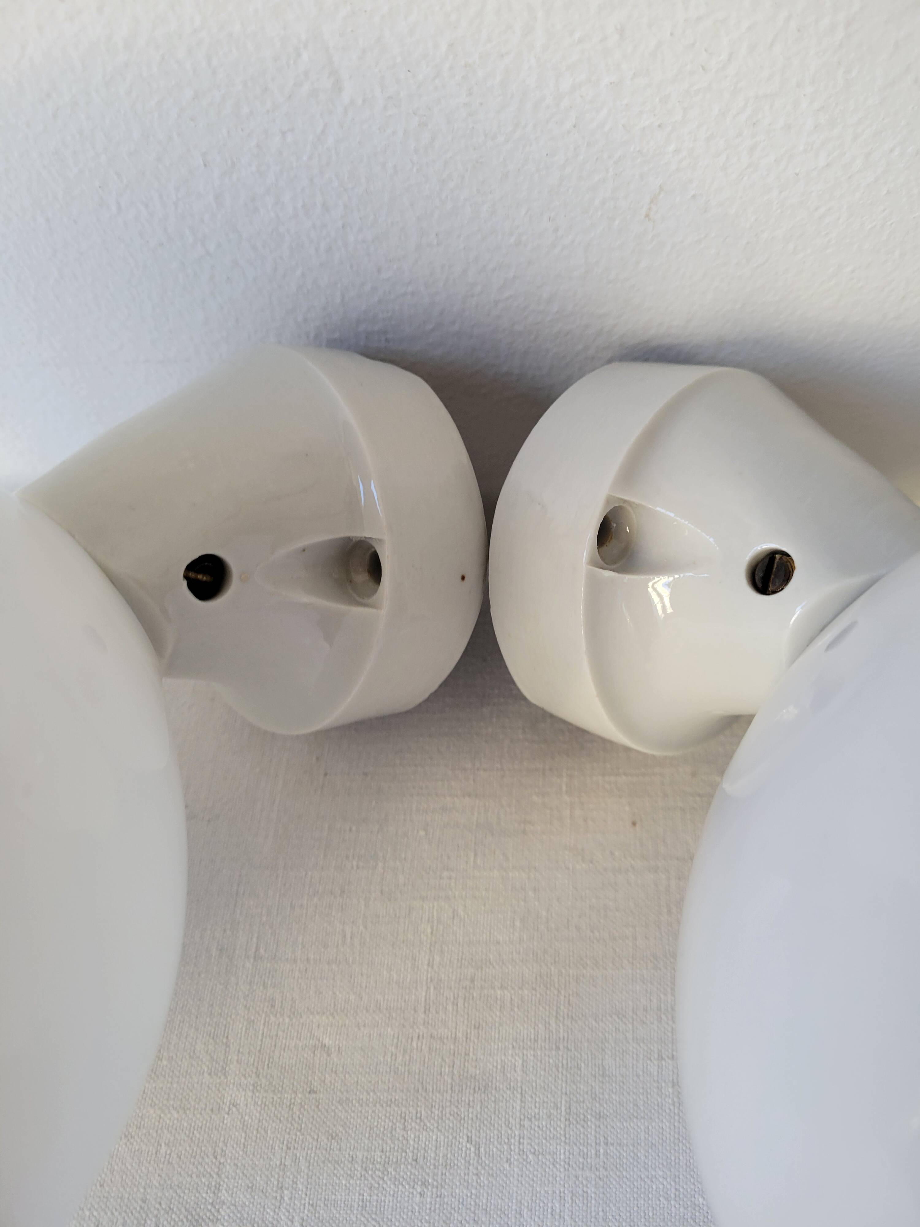 Duo of opaline and porcelain sconces