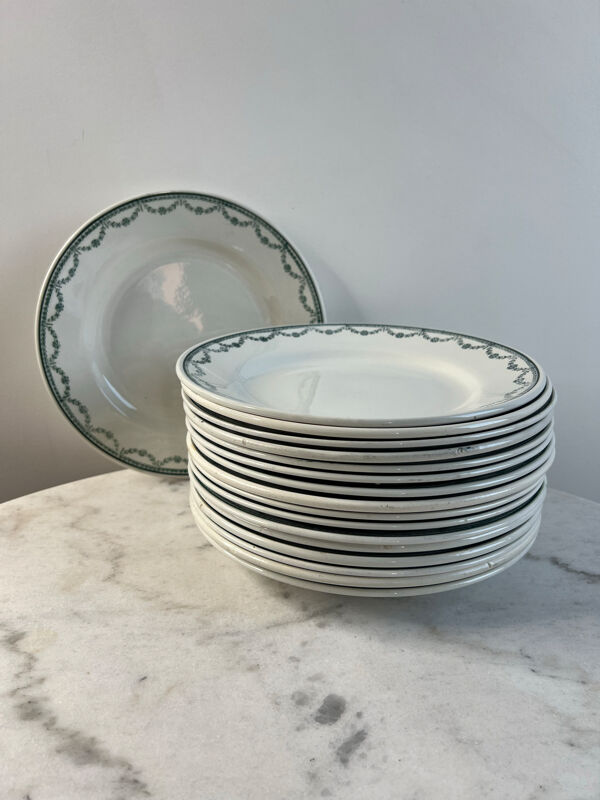 Lot de 17 assiettes plates en faïence Saint Amand 22,5cm
