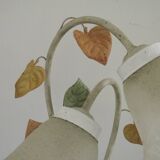 Vintage French double table lamp with glass shade "Autumn Leaves" 5488