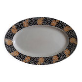 Oval plate Sarreguemines decor Raincy stencil from the 1920s to 1950s.