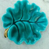 Empty cup pocket stylized leaf green ceramic enamelled verceram 1930 to 1940 n°4550