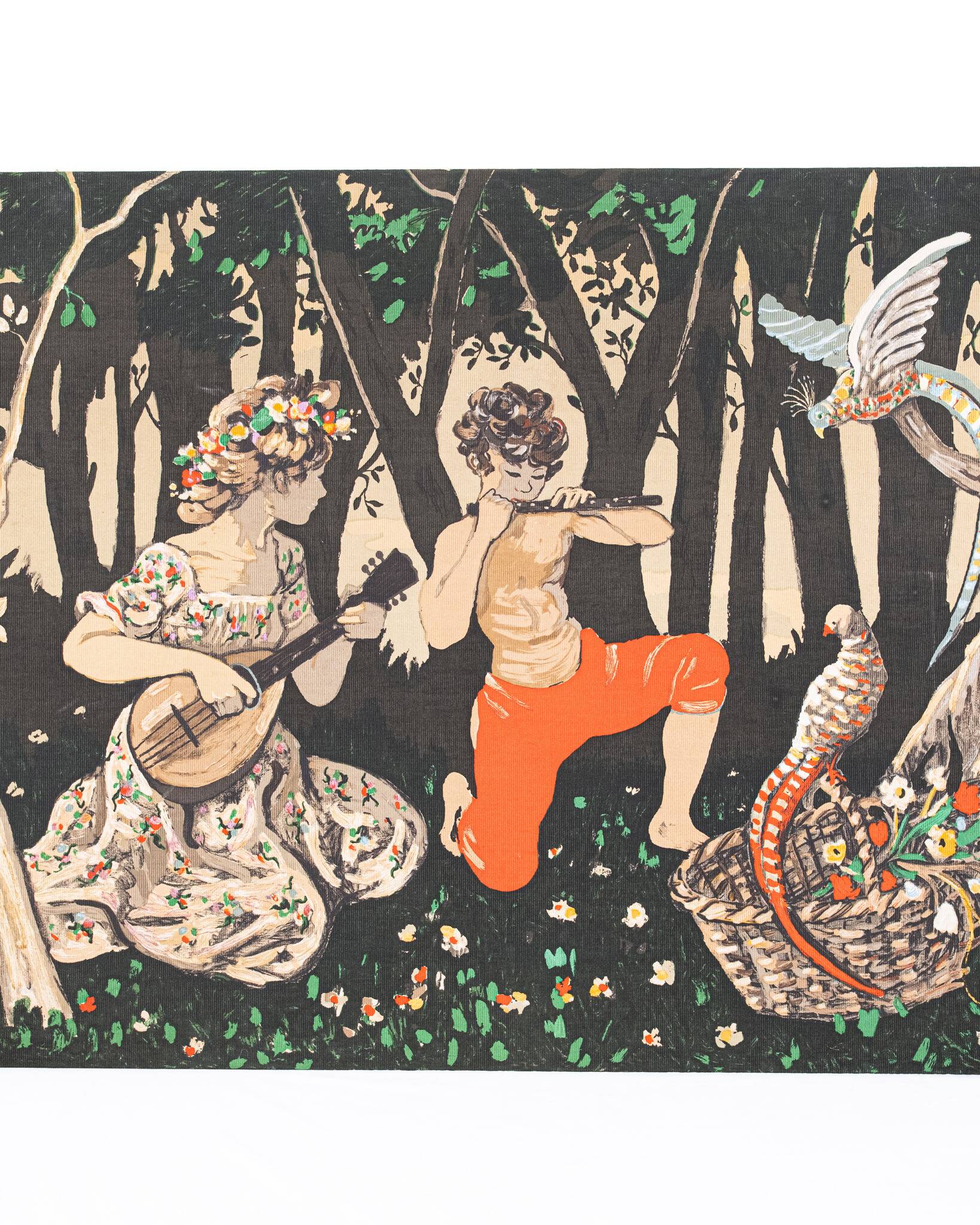 Tapisserie Allégorie du Printemps, imprimée sur toile, France, 1960s