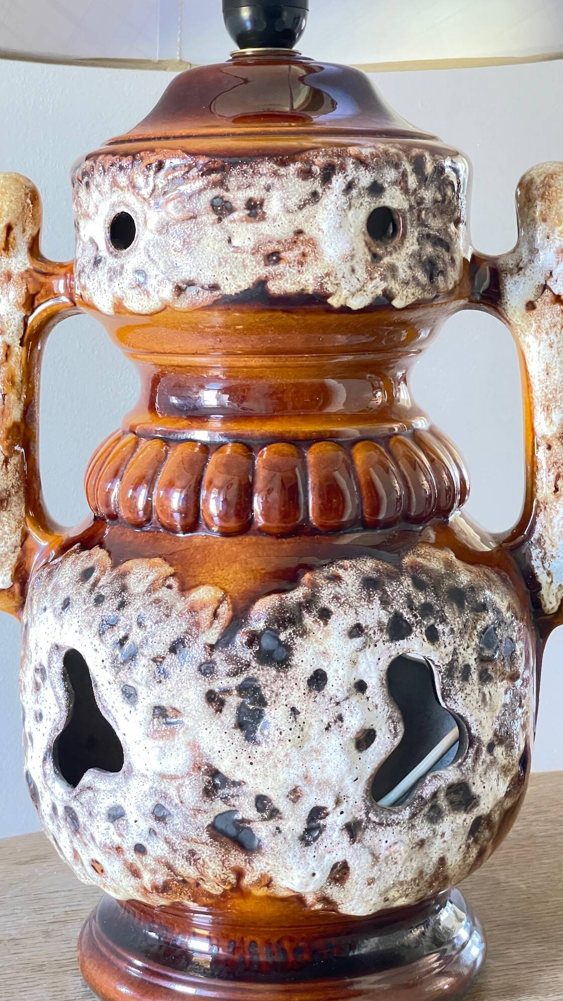 Lamp ceramic fat lava double lighting 70s