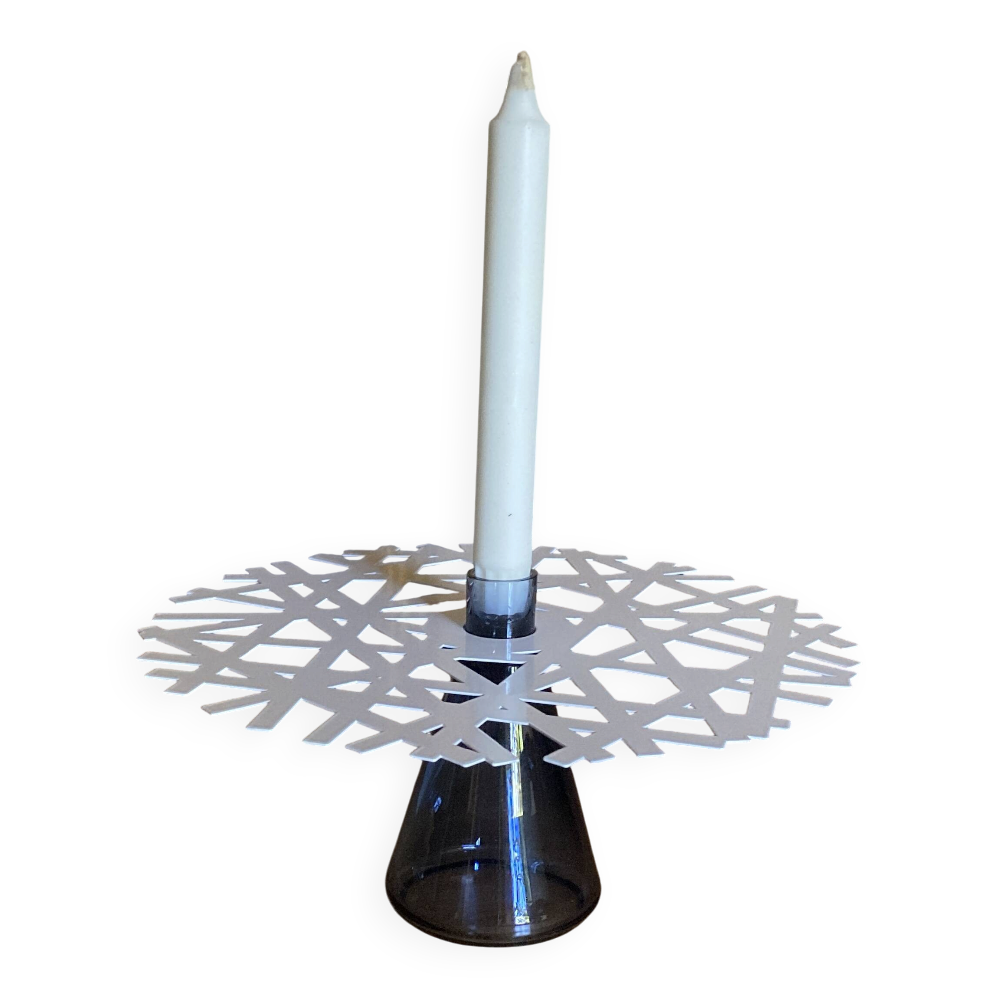 Snowflake candlestick by Laure Krayenbuhl and Kosta Boda for Nestlé.