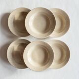 6 plates in speckled beige stoneware