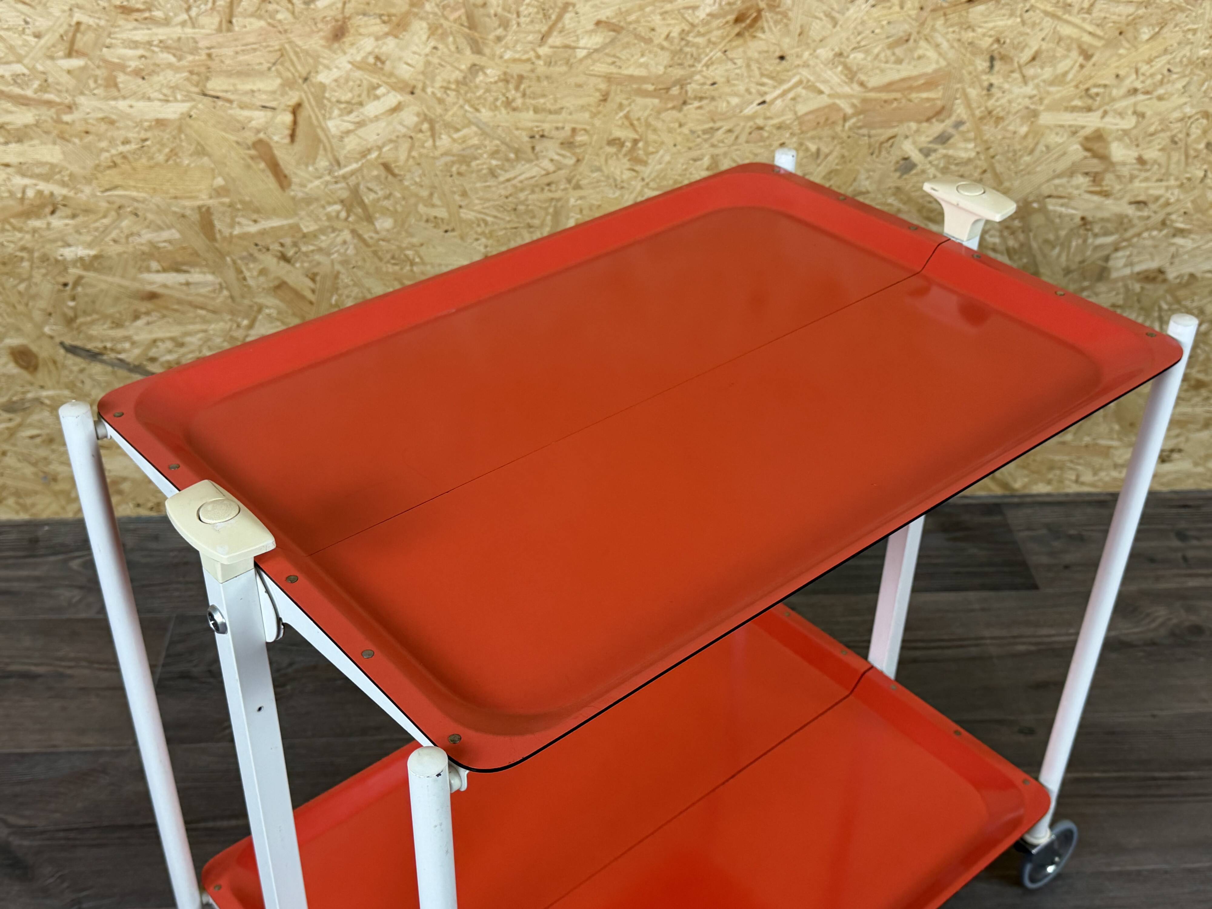 Chariot de service Table d'appoint Design orange Space Age Années 1960 Années 1970