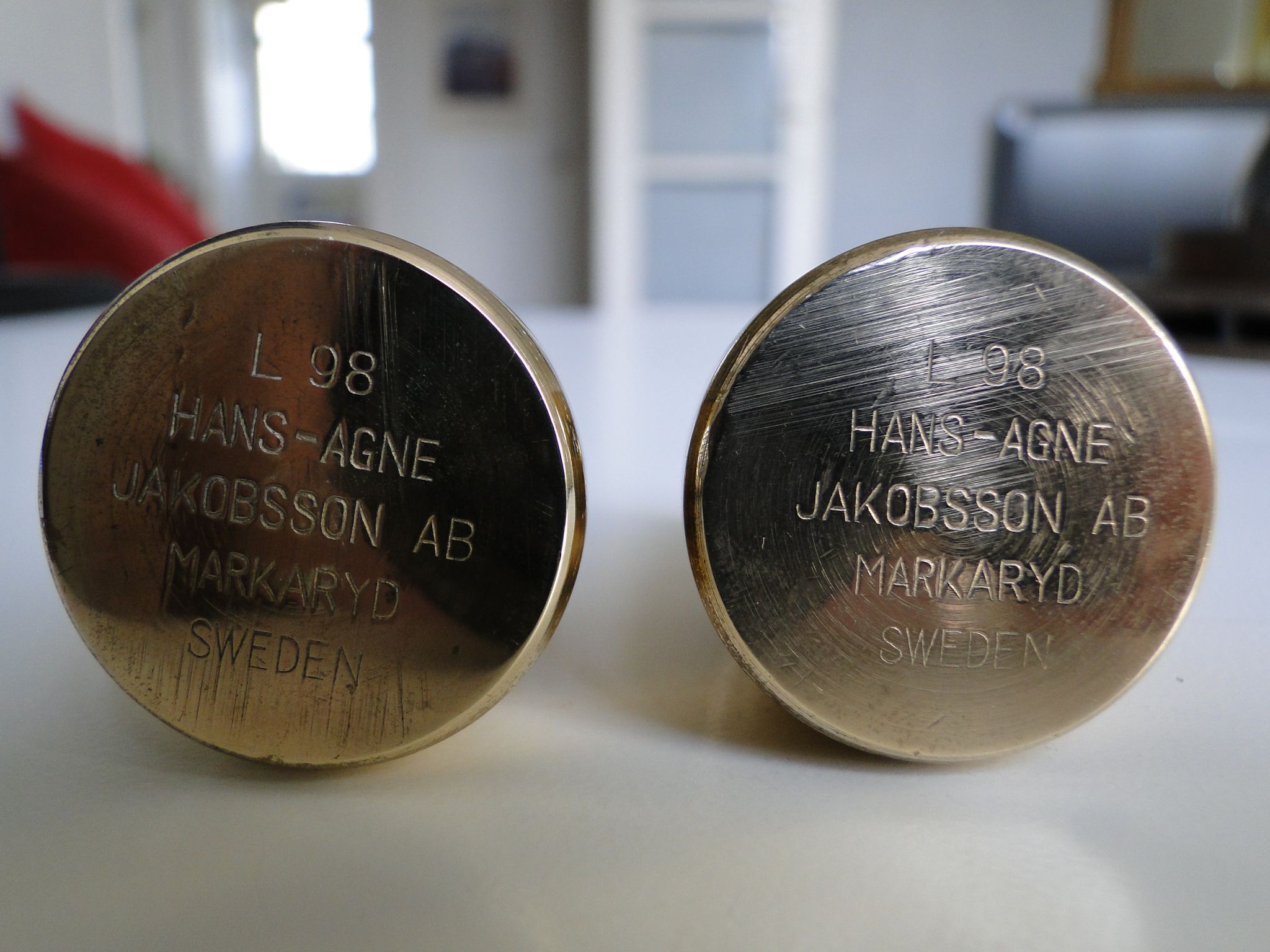 Pair of vintage brass candlesticks by Hans-Agne Jakobsson for Markaryd, 1960s