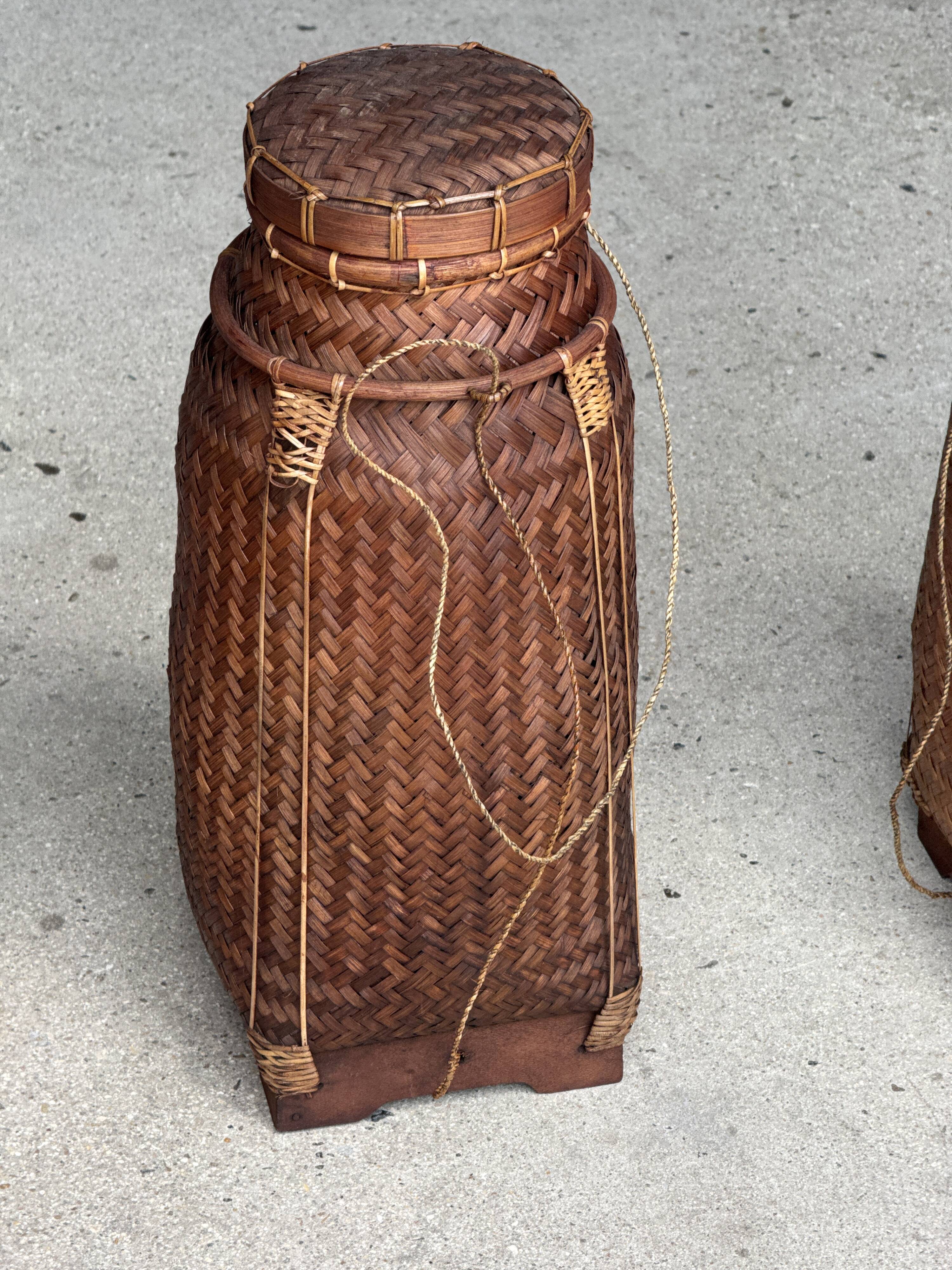 Traditional Balinese large basket with cords H70 D26