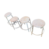 Tabouret métal industriel ancien 1940 1950