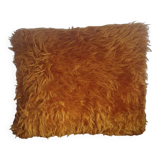 Faux fur cushion mustard yellow orange mustard vintage 70's
