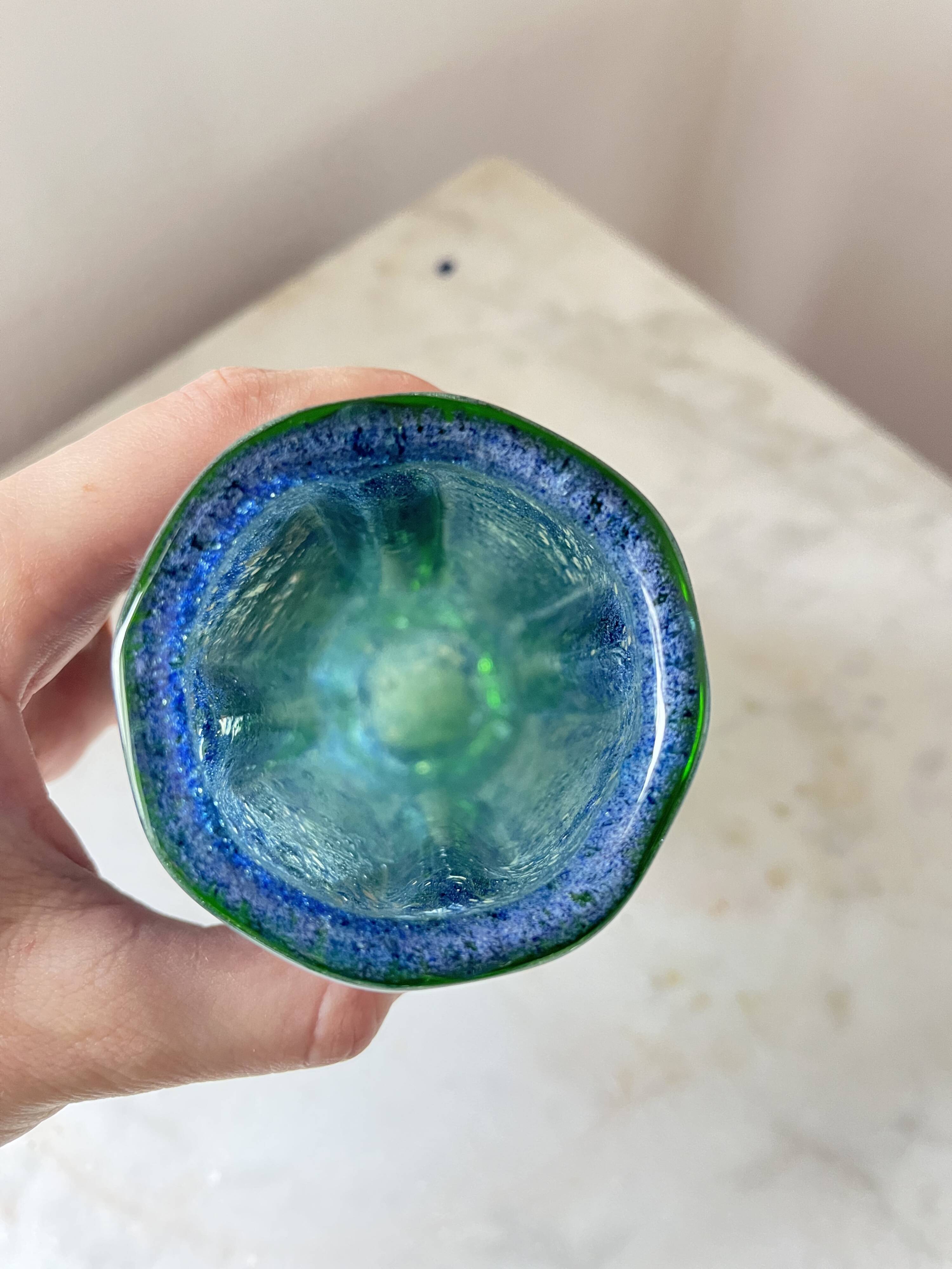Vase vintage scandinave bleu et vert de Benny Motzfeldt pour Randsfjord