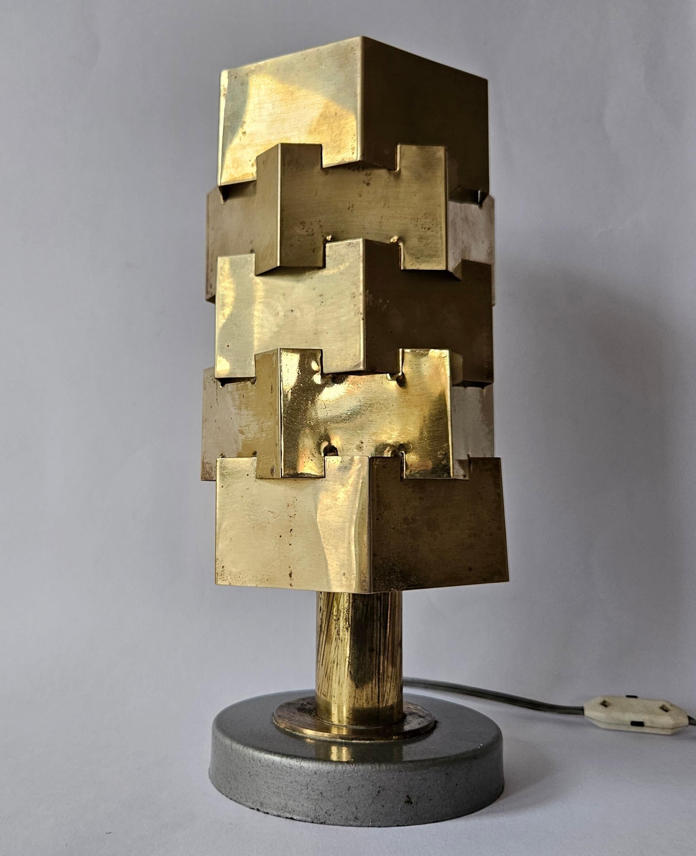Rare Lubid Table Lamp in Brass from the Mid-Century, in the Style of Max Sauze, 1970s