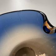 Blue and amber Murano glass ashtray/trinket dish 1960-70