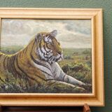 Oil on canvas, resting tiger