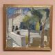 Mid-Century Oil on Canvas 'House with Two Trees' by Zage, Vintage & Framed