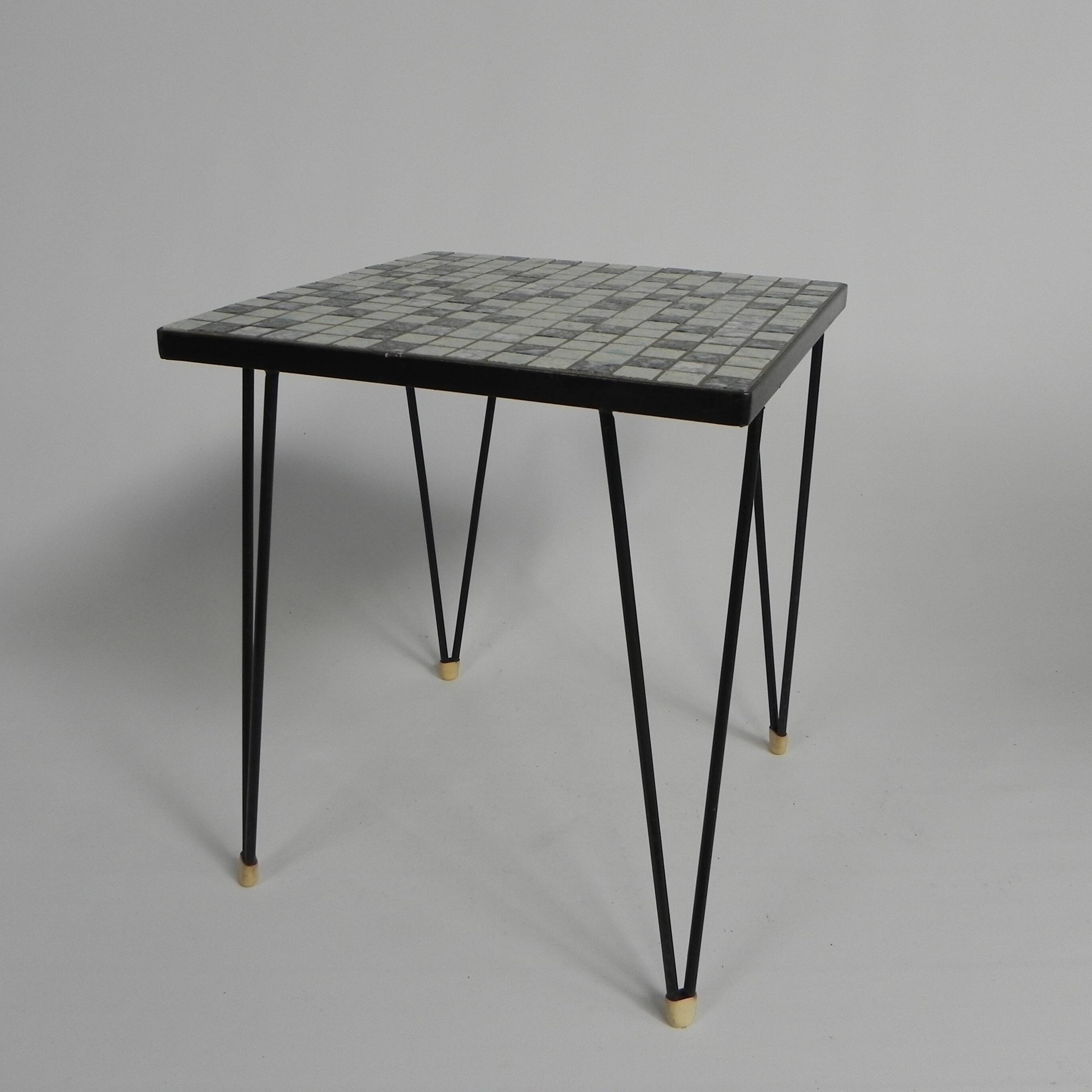 Side table with tiles, side table with 225 mini tiles, 1950s.