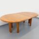 Table à manger ronde vintage Seltz des années 70 80 en orme blond massif