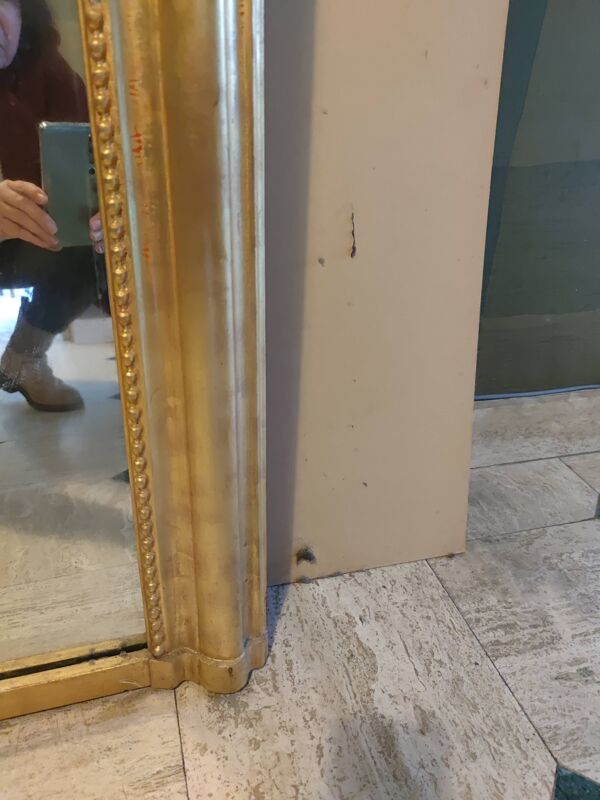 Miroir Louis Philippe perlé doré à la feuille d'or, 133/177cm
