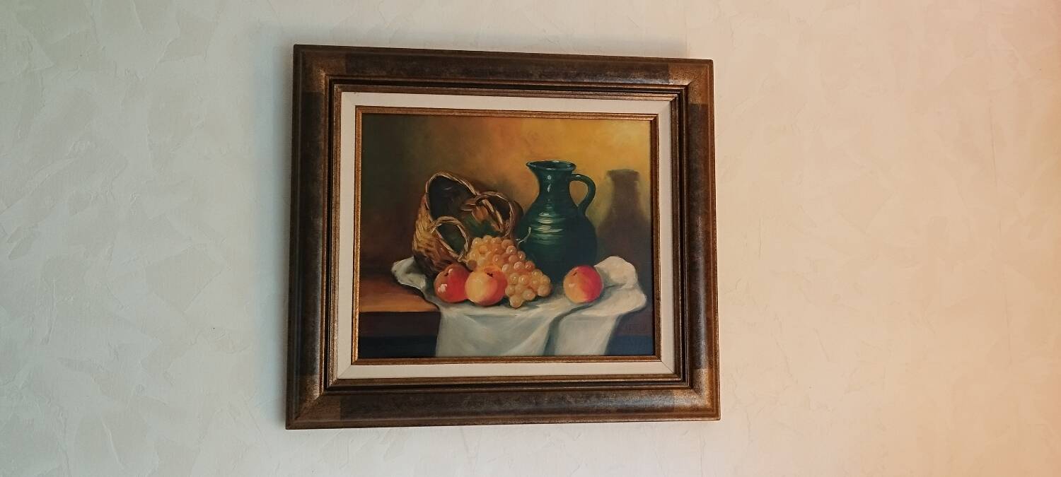Still life with fruit signed Leroux
