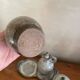 Salt, pepper, and mustard set in stoneware