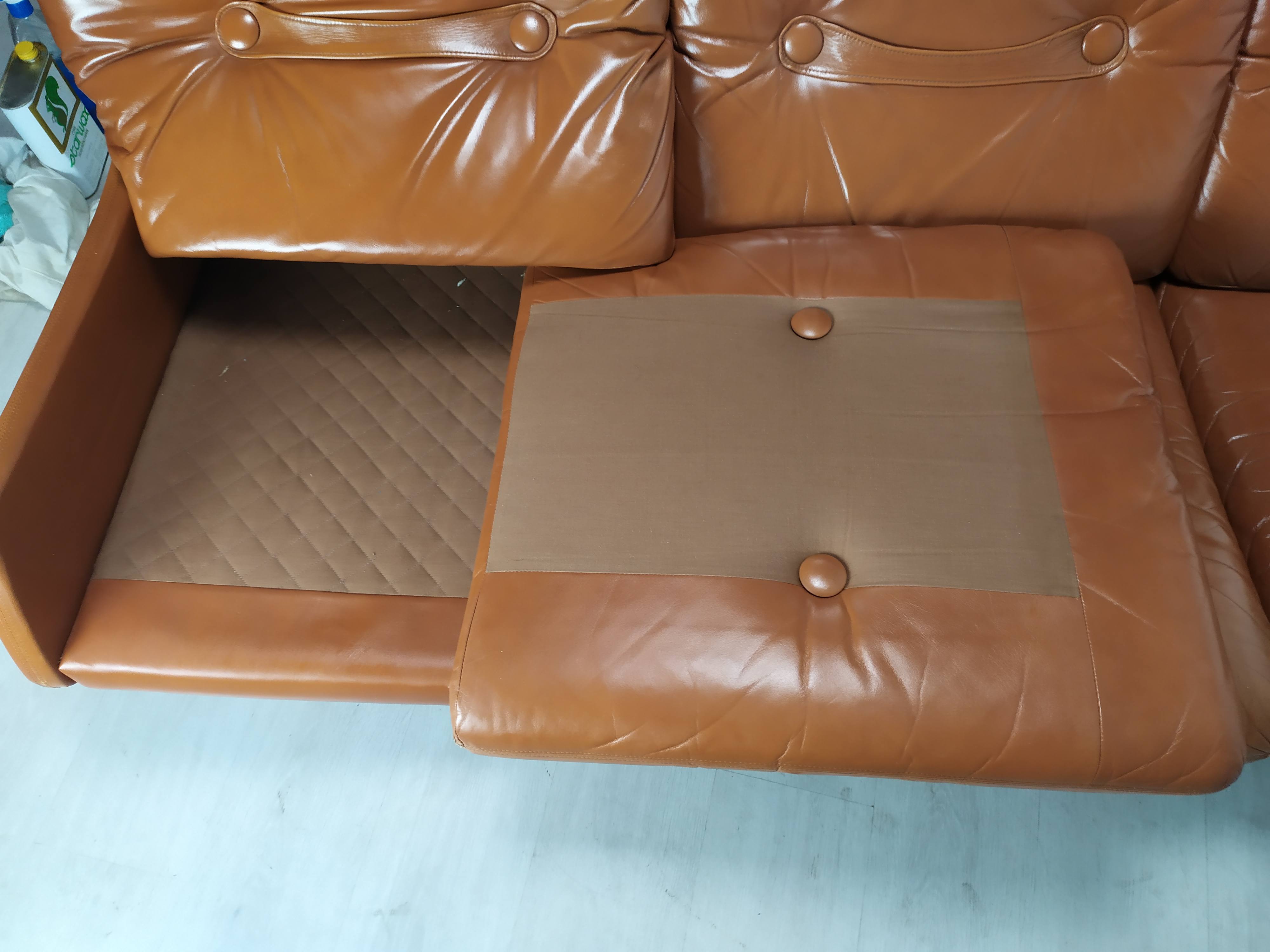 Scandinavian fawn leather sofa