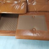 Scandinavian fawn leather sofa