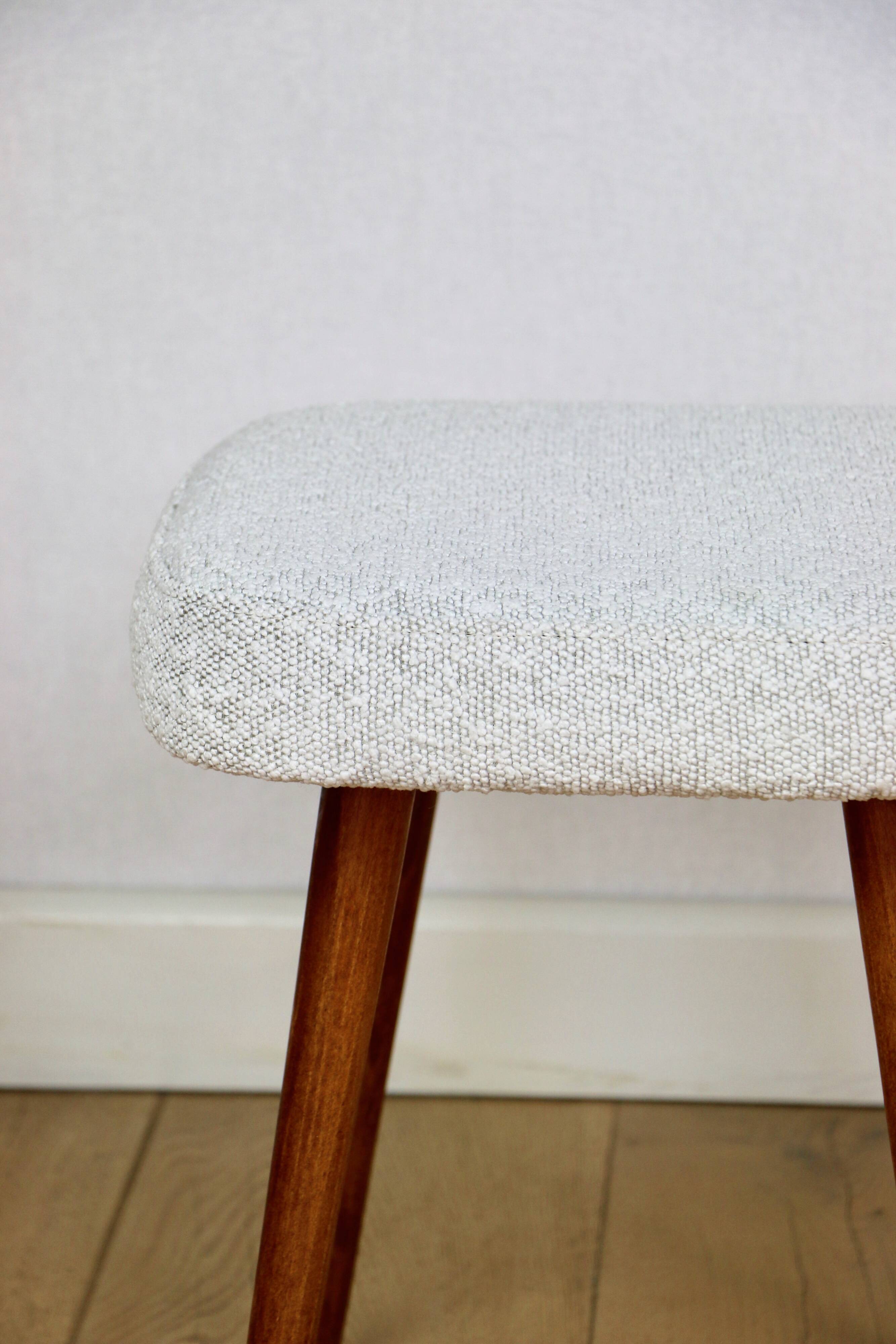 White-cream square stool Ivory vintage PRL 1970s